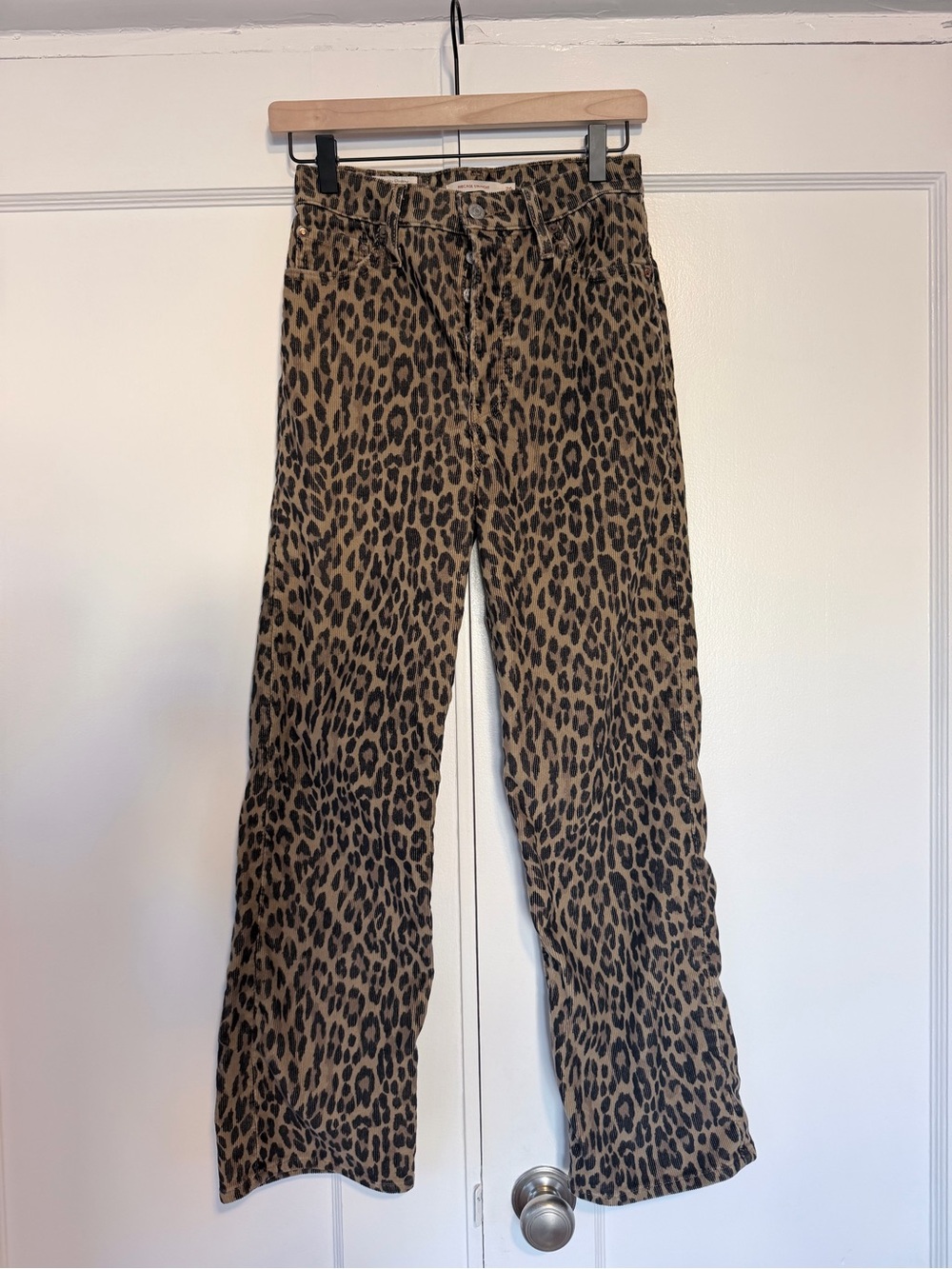 Levi’s Cotton Corduroy Leopard Print Straight Leg Mom Jeans - Brown/Black